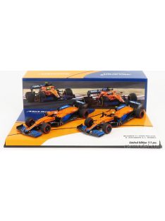   Minichamps - Mclaren F1 Set 2X Mcl35L Mercedes M12 Eq Power+ Team Mclaren N 3 Season 2021 Daniel Ricciardo + N 4 Season 2021 Lando Norris Orange Light Blue