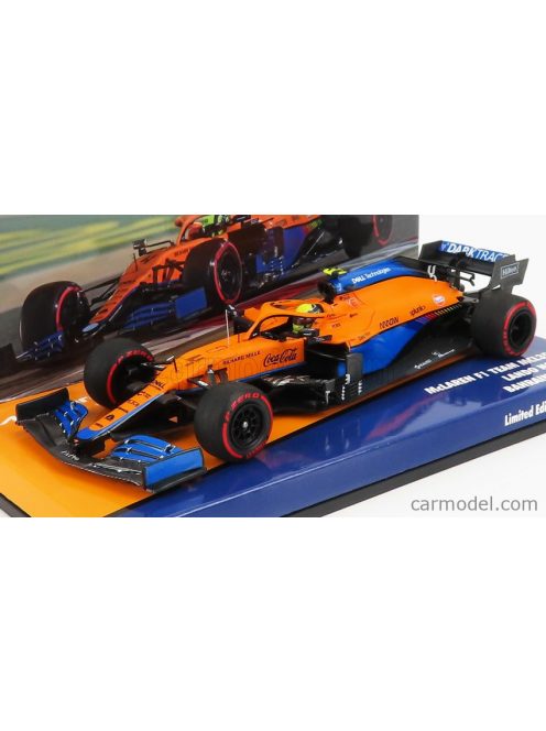 Minichamps - Mclaren F1 Mcl35L Mercedes M12 Eq Power+ Team Mclaren N 4 4Th Bahrain Gp 2021 Lando Norris Orange Blue