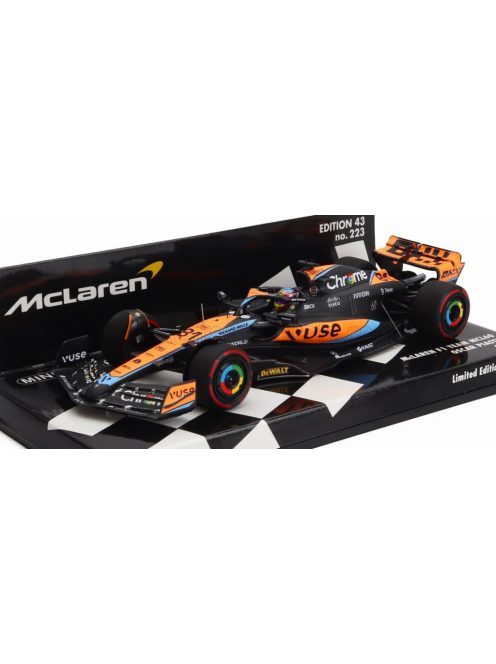 Minichamps - McLAREN F1  MCL60 TEAM McLAREN N 81 BAHRAIN GP 2023 OSCAR PIASTRI ORANGE BLUE BLACK