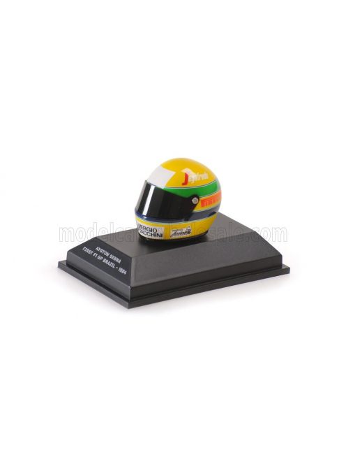 Minichamps - BELL HELMET F1  CASCO HELMET TG183B HART N 19 BRAZILIAN GP 1984 AYRTON SENNA YELLOW GREEN