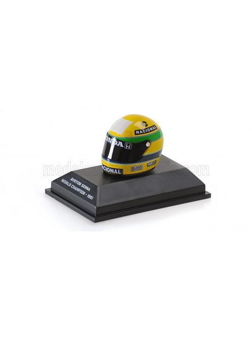 Minichamps - BELL HELMET F1  CASCO HELMET MP4/6 HONDA N 1 WORLD CHAMPION SEASON 1991 AYRTON SENNA YELLOW GREEN