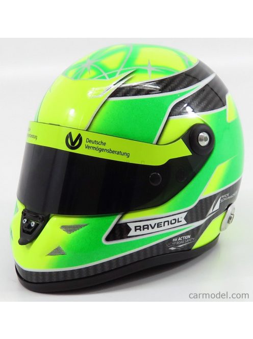 Mini Helmet - Schuberth Helmet F3 Casco Helmet Dallara Team Theodore Racing - Prema Powerteam N 4 European Champion 2018 Mick Schumacher Green Yellow