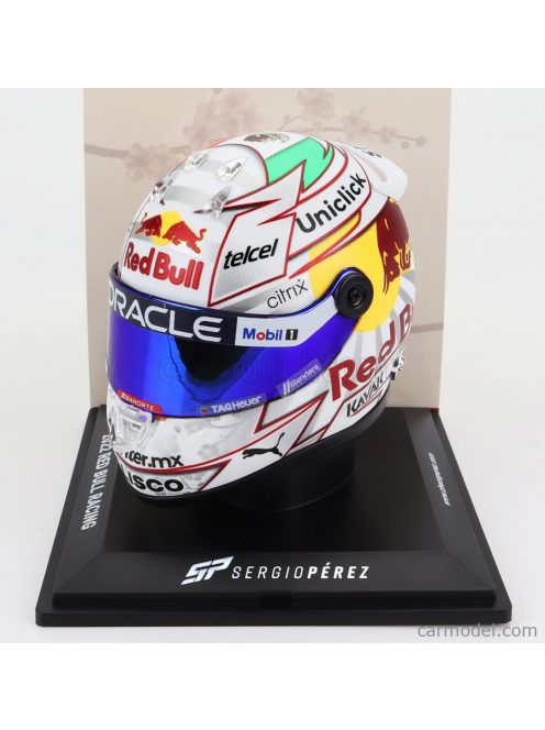 Mini Helmet - Schuberth Helmet F1 Casco Helmet Red Bull Rb18 Team Oracle Red Bull Racing N 11 4Th Mexico Gp 2022 Sergio Perez White Green Yellow