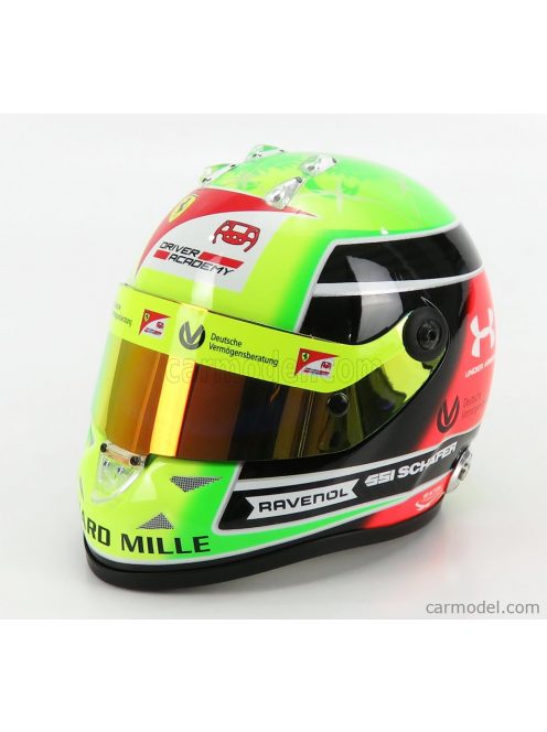 Mini Helmet - Schuberth Helmet F2 Casco Helmet Dallara Team Prema Racing N 20 Season Mick Schumacher 2020 F2 World Champion Yellow Green Red Black