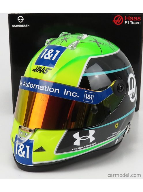 Mini Helmet - Schuberth Helmet F1 Casco Helmet Vf-22 Team Haas N 47 Season 2022 Mick Schumacher Green Black Yellow