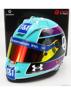   Mini Helmet - Schuberth Helmet F1 Casco Helmet Vf-22 Team Haas N 47 Miami Gp 2022 Mick Schumacher Light Blue Black