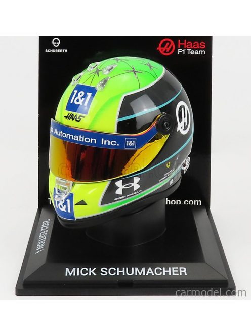 Mini Helmet - Schuberth Helmet F1 Casco Helmet Vf-22 Team Haas N 47 Season 2022 Mick Schumacher Green Black Yellow