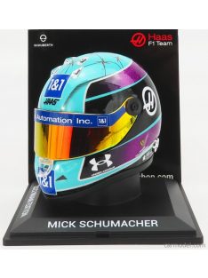   Mini Helmet - Schuberth Helmet F1 Casco Helmet Vf-22 Team Haas N 47 Miami Gp 2022 Mick Schumacher Light Blue Black