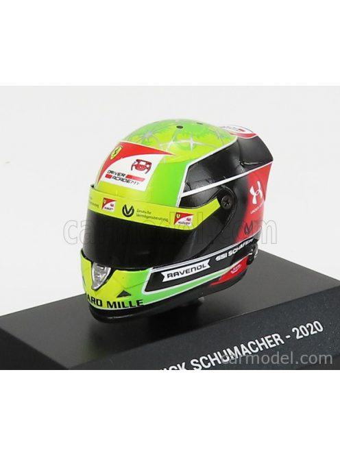 Mini Helmet - Schuberth Helmet F2 Keyring Helmet Dallara Team Prema Racing N 20 Season Mick Schumacher 2020 F2 World Champion Yellow Green Red Black