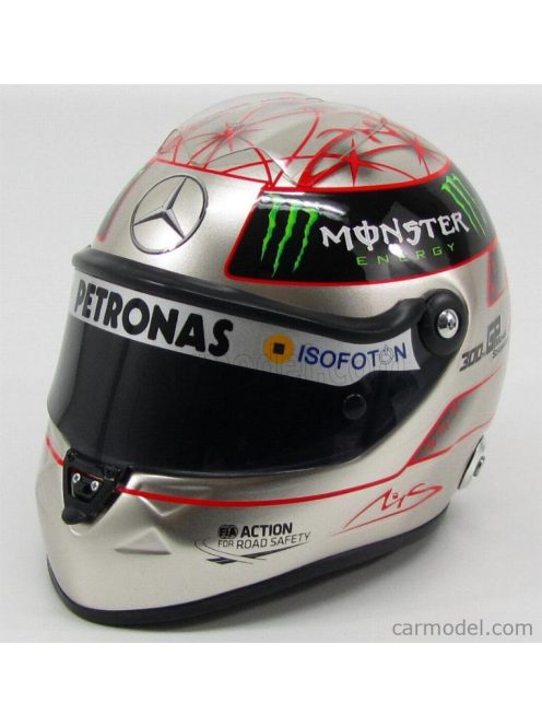 Mini Helmet - Schuberth Helmet F1 Mercedes Gp Spa 300Th Gp 2012 Michael Schumacher Silver Red Black