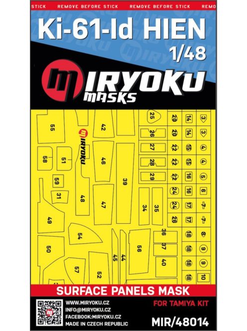 Miryoku - 1/48 Kawasaki Ki-61-Id HIEN (TONY) - Surface panels mask