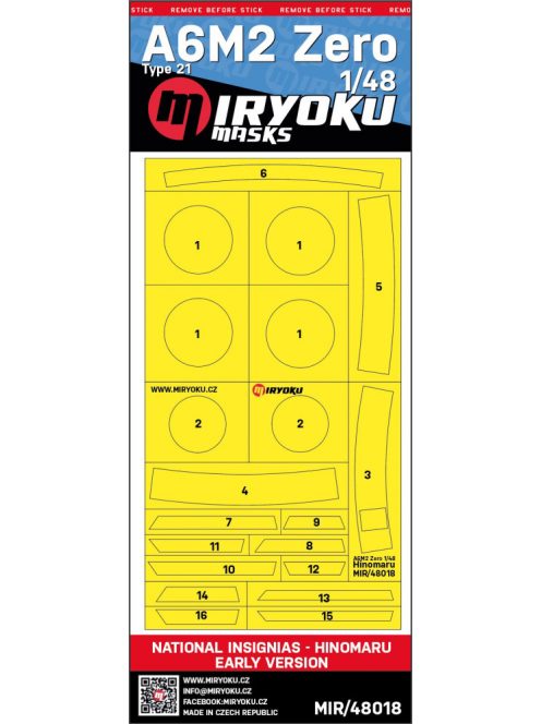 Miryoku - 1/48 A6M2 Zero Type 21 -  National Insignias - Hinomaru - Early