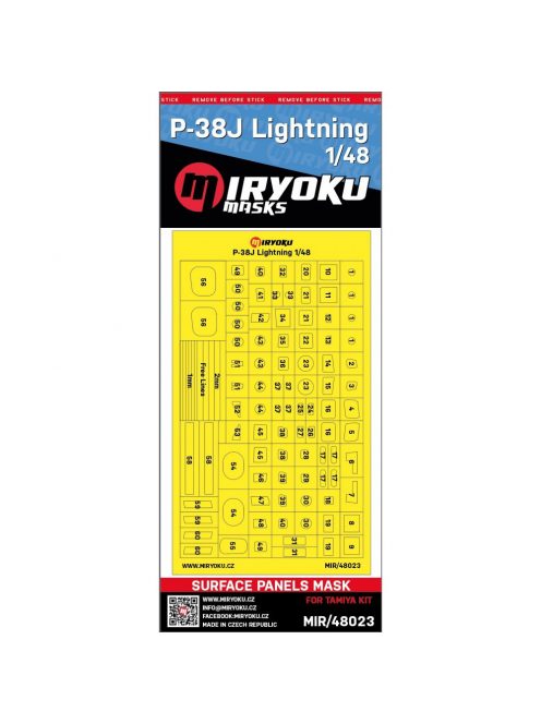 Miryoku - 1/48 P-38J LIGHTNING - SURFACE PANELS MASK - Miryoku