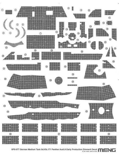 Meng Model - German Medium Tank Sd.Kfz.171 Panther Ausf.A Early Production Zimmerit Decal