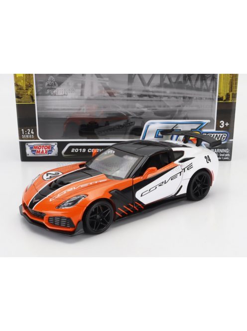 Motor-Max - CHEVROLET CORVETTE ZR1 N 24 RACING 2019 WHITE BLACK ORANGE