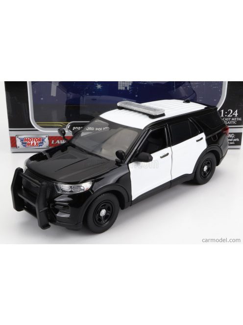 Motor-Max - Ford Usa Utility Police Interceptor With Light Bar And Push Bumper 2022 Black White