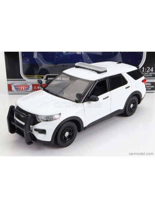 Motor-Max - Ford Usa Utility Police Interceptor With Light Bar And Push Bumper 2022 White