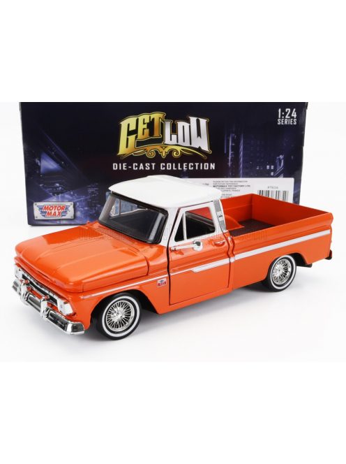 Motor-Max - CHEVROLET CHEVY C-10 FLEETSIDE PICK-UP CUSTOM 1966 ORANGE MET WHITE