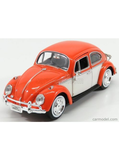 Motor-Max - Volkswagen Beetle With Top Luggage Rack 1959 Orange White