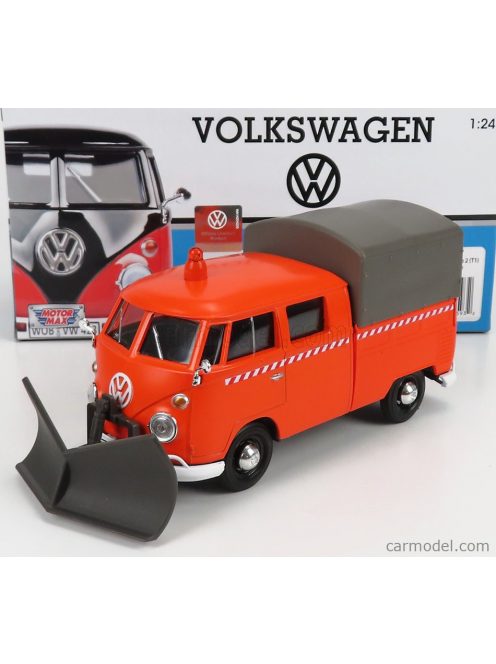 Motor-Max - Volkswagen T1 Pick-Up Double Cabine Spazzaneve - Snowplow 1962 Orange