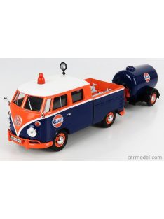   Motor-Max - Volkswagen T1 Type 2 Double Cabine Gulf With Tanker Trailer 1962 Blue Orange