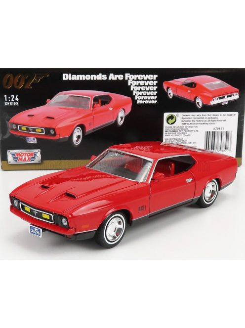 Motor-Max - FORD USA MUSTANG MACH-1 COUPE 1971 - 007 JAMES BOND - DIAMONDS ARE FOREVER - UNA CASCATA DI DIAMANTI RED