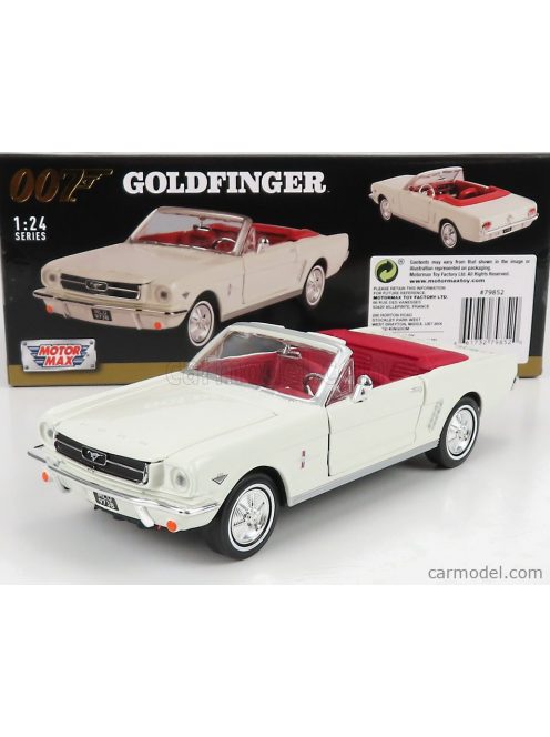 Motor-Max - Ford Usa Mustang Cabriolet Open 1964 - James Bond 007 - Goldfinger - Missione Goldfinger White