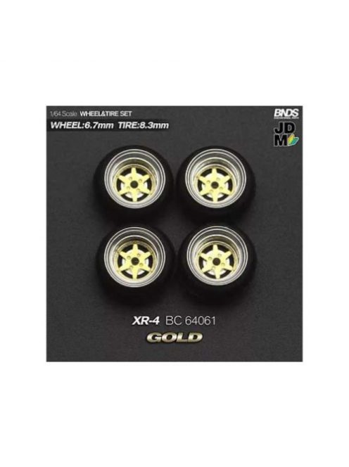 Mothobby/Bnds - 1:64 Xr-4 (Wheel: 6.7Mm, Tyre: 8.3Mm) Gold - Wheel & Tyre Set - 4 Pcs