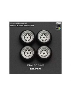   Mothobby/Bnds - 1:64 Xr-4 (Wheel: 6.7Mm, Tyre: 8.3Mm) Silver - Wheel & Tyre Set - 4 Pcs