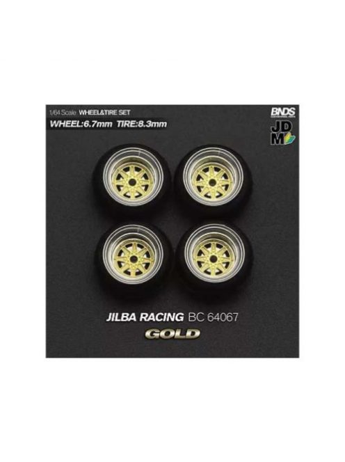 Mothobby/Bnds - 1:64 Jilba Racing (Wheel: 6.7Mm, Tyre: 8.3Mm) Gold - Wheel & Tyre Set - 4 Pcs