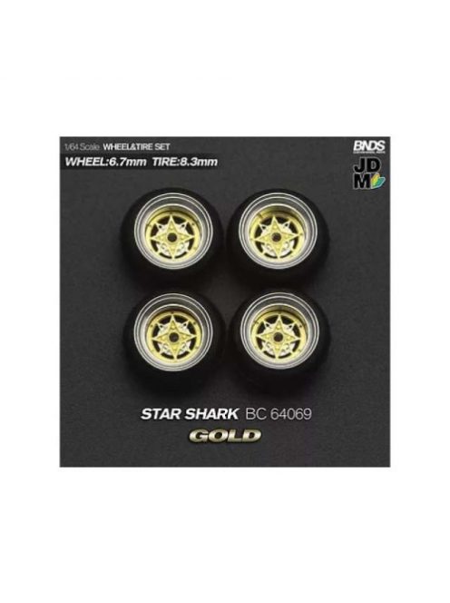 Mothobby/Bnds - 1:64 Star Shark (Wheel: 6.7Mm, Tyre: 8.3Mm) Gold - Wheel & Tyre Set - 4 Pcs