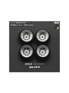   Mothobby/Bnds - 1:64 Work Equip Excel (Wheel: 6.7Mm, Tyre: 8.3Mm) Silver - Wheel & Tyre Set - 4 Pcs