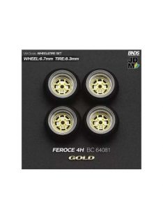   Mothobby/Bnds - 1:64 August Feroce (Wheel: 6.7Mm, Tyre: 8.3Mm) Gold - Wheel & Tyre Set - 4 Pcs