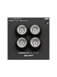   Mothobby/Bnds - 1:64 August Feroce (Wheel: 6.7Mm, Tyre: 8.3Mm) Silver - Wheel & Tyre Set - 4 Pcs