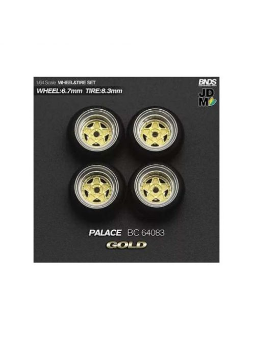 Mothobby/Bnds - 1:64 Hayashi Palace (Wheel: 6.7Mm, Tyre: 8.3Mm) Gold - Wheel & Tyre Set - 4 Pcs