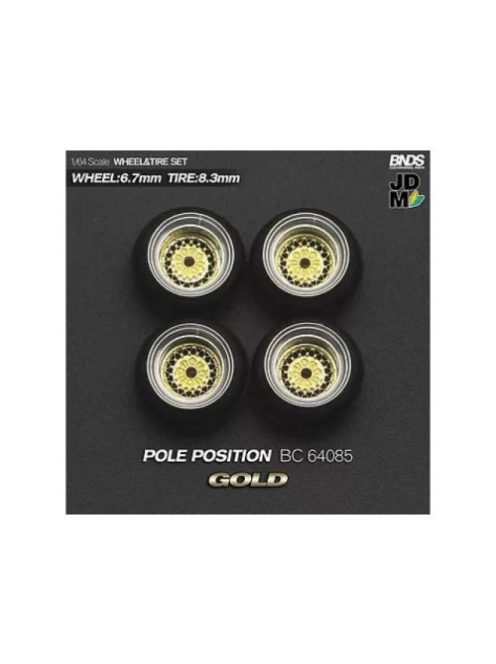 Mothobby/Bnds - 1:64 Pole Position (Wheel: 6.7Mm, Tyre: 8.3Mm) Gold - Wheel & Tyre Set - 4 Pcs