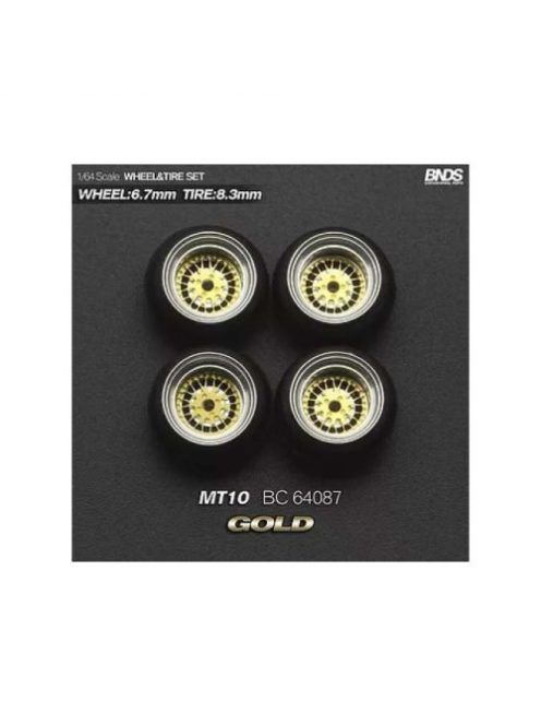 Mothobby/Bnds - 1:64 Mst Mt10 (Wheel: 6.7Mm, Tyre: 8.3Mm) Gold - Wheel & Tyre Set - 4 Pcs