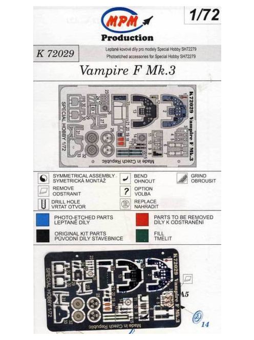 Mpm - Vampire F Mk.3 Coloured photo-etched par