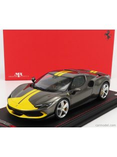   Mr-Models - Ferrari 296 Gtb Hybrid 830Hp V6 Assetto Fiorano 2021 - Con Vetrina - With Showcase Grey Yellow