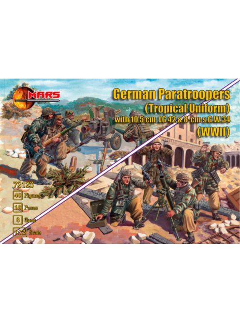 Mars Figures - German Paratroopers (Tropical Uniform) with 10.5cm LG42&8cm s.G.W.34