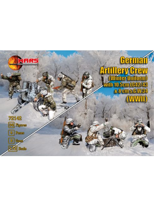 Mars Figures - German Artillery Crew (winter uniform) with 10,5cm LG42/43 & 8cm s.G.W.34  WWII