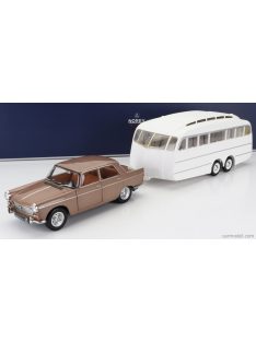   Norev - Peugeot 404 With Caravan Roulotte Henon 1965 Brown Met