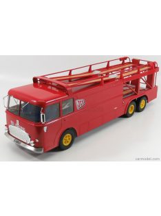   Norev - Fiat Bartoletti 306/2 3-Assi Truck Team Jcb Racing Team Ferrari Car Transporter 1962 Red