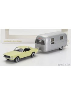   Norev - Ford Usa Mustang Coupe 1968 With Airstream Caravan Roulotte Light Yellow