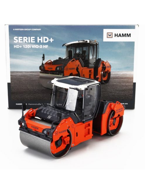 NZG - HAMM HD+120i VIO-2 HF RULLO VIBRANTE BITAMBURO LISCIO - SCHIACCIASASSI - STONE CRUSHER ROLL ORANGE GREY WHITE