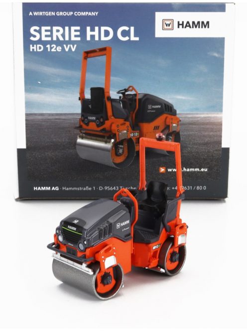 NZG - HAMM HD 12e VV RULLO VIBRANTE BITAMBURO LISCIO - SCHIACCIASASSI - STONE CRUSHER ROLL ORANGE GREY