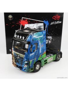   Nzg - Mercedes Benz Actros 2 1851 Gigaspace 4X2 Truck Strohofer 2-Assi 2016 Blue Green