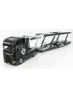 NZG - SCANIA S730 V8 TRUCK CAR TRANSPORTER 2017 BLACK SILVER