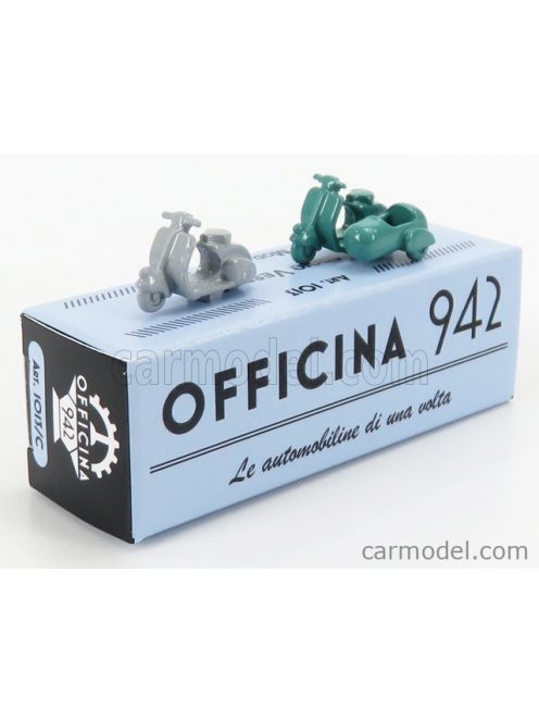 Officina-942 - Piaggio Set 2X Vespa 98 + Vespa 98 Sidecar 1946 Light Grey Green