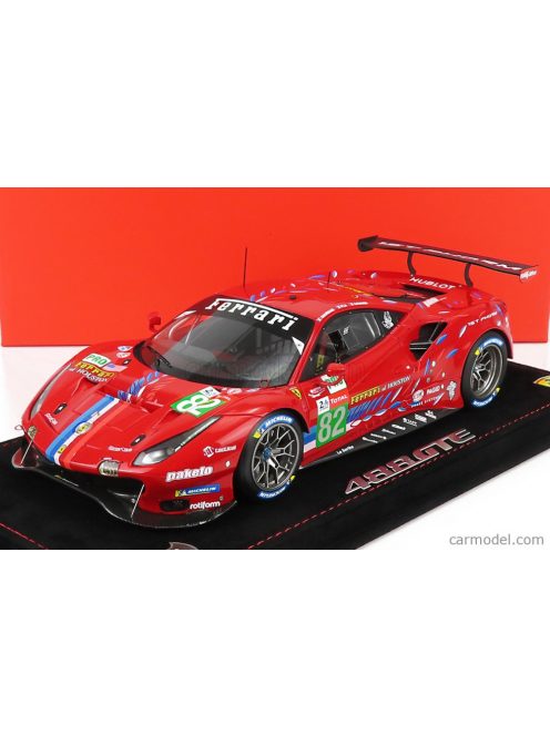 Bbr-Models - Ferrari 488 Gte Evo 3.9L Turbo V8 Team Risi N 82 Lmgte Pro Class 24H Le Mans 2020 S.Bourdais - J.Gounon - O.Pla - Con Vetrina - With Showcase Red